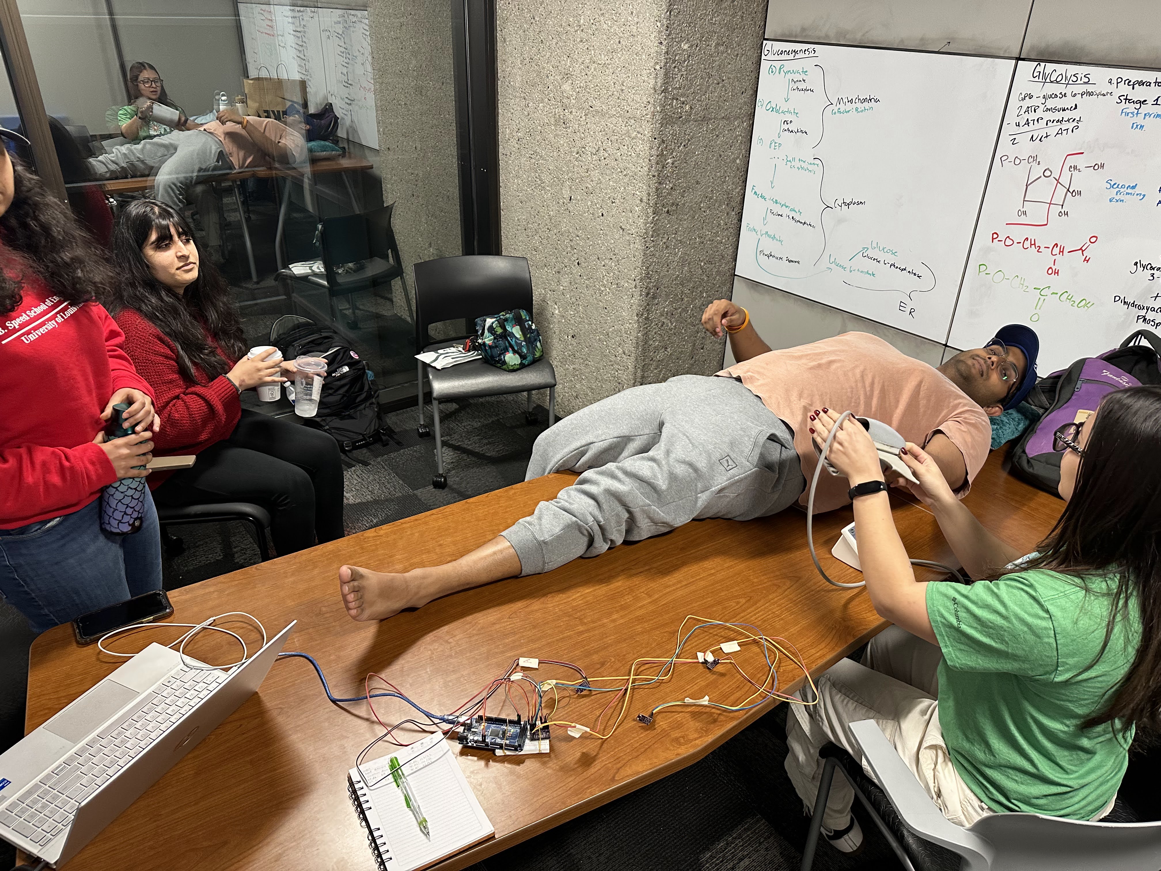 Testing the device on a teammate